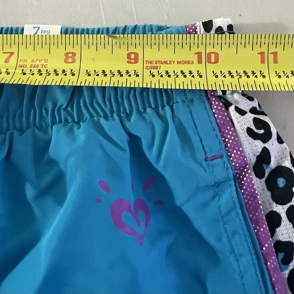 Justice Girls Blue Athletic Track Pants Purple Trim Leopard Print‎ Size 7 NWT